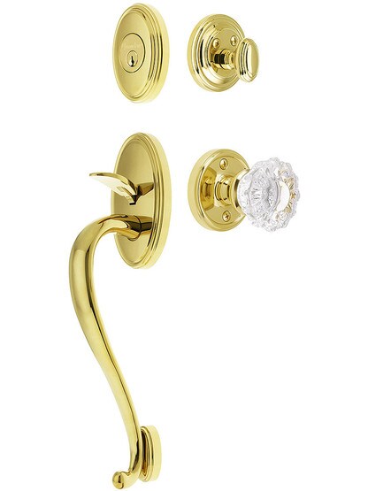 Georgetown Entry Handle Set in PVD Finish with Versailles Knob and
